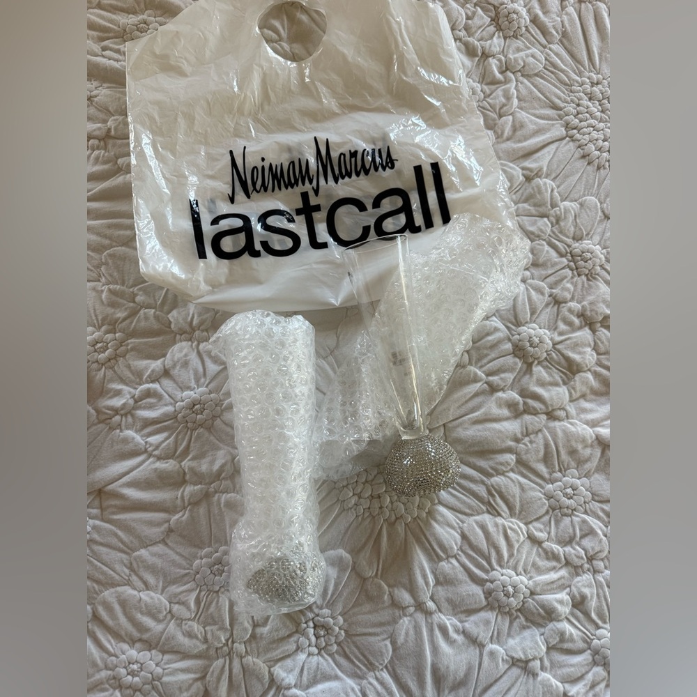 NWT Neiman Marcus Silver Champagne Flutes